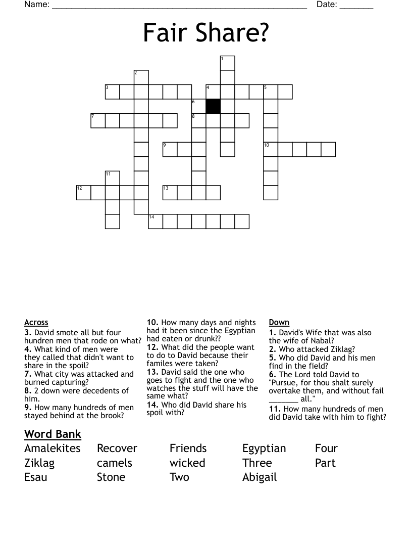 Fair Share? Crossword