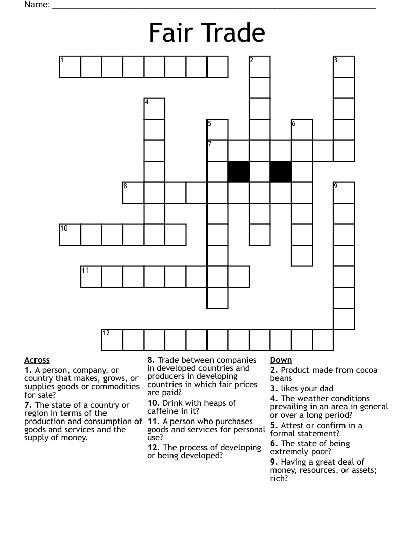 Fair Trade Crossword
