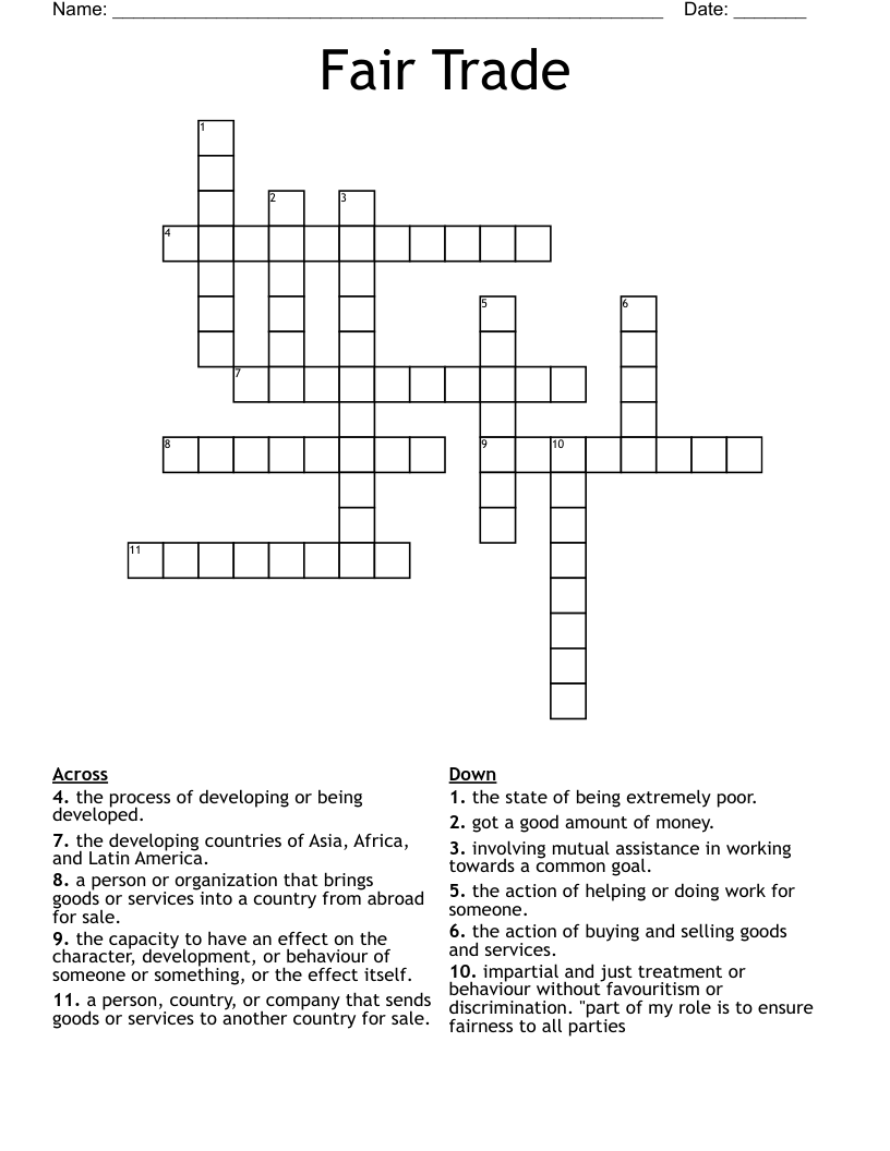 Fair Trade Crossword