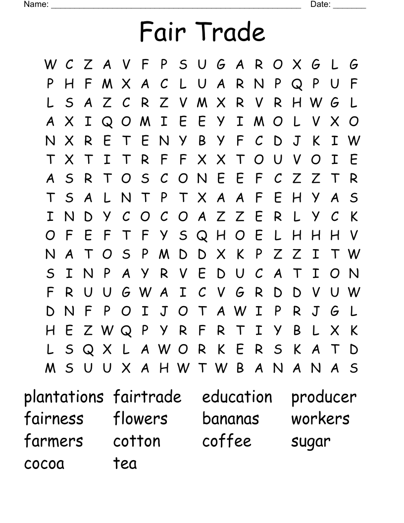 Fair Trade Word Search