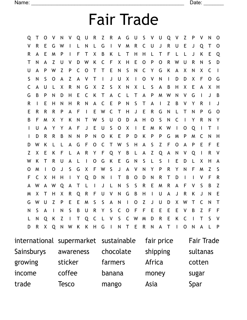 Fair Trade Word Search
