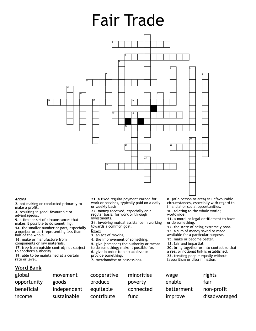 Fair Trade  Crossword