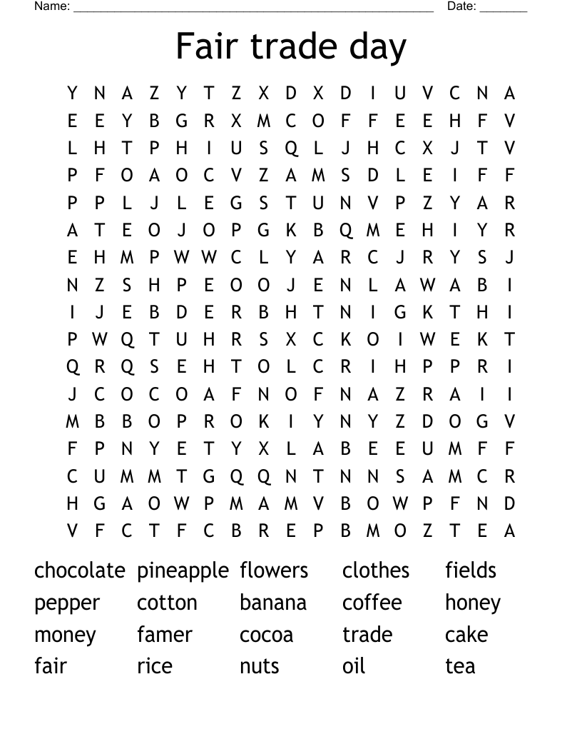 Fair trade day Word Search