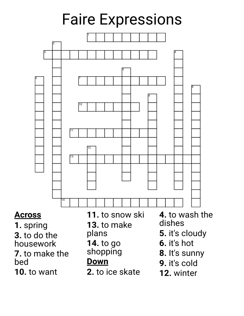 Faire Expressions Crossword
