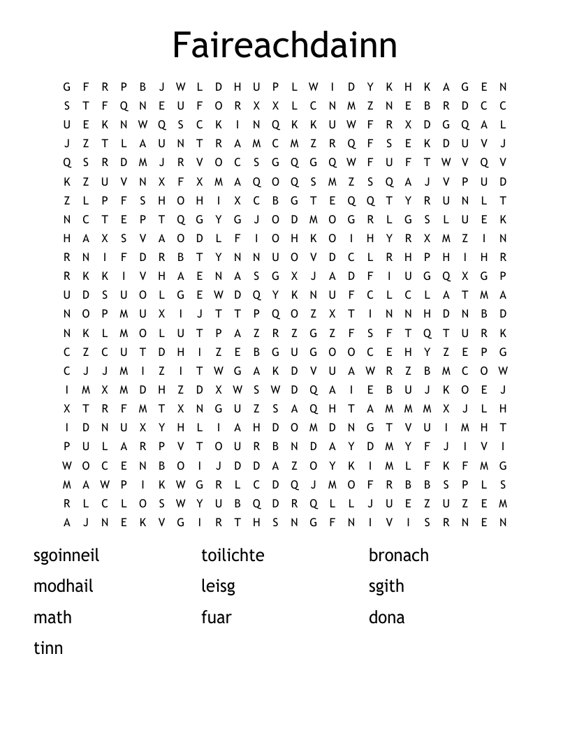 Faireachdainn Word Search