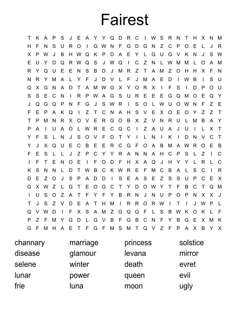 Fairest Word Search