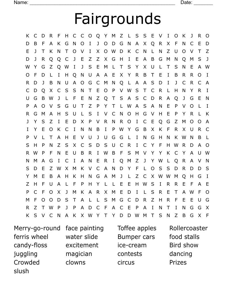 Fairgrounds  Word Search