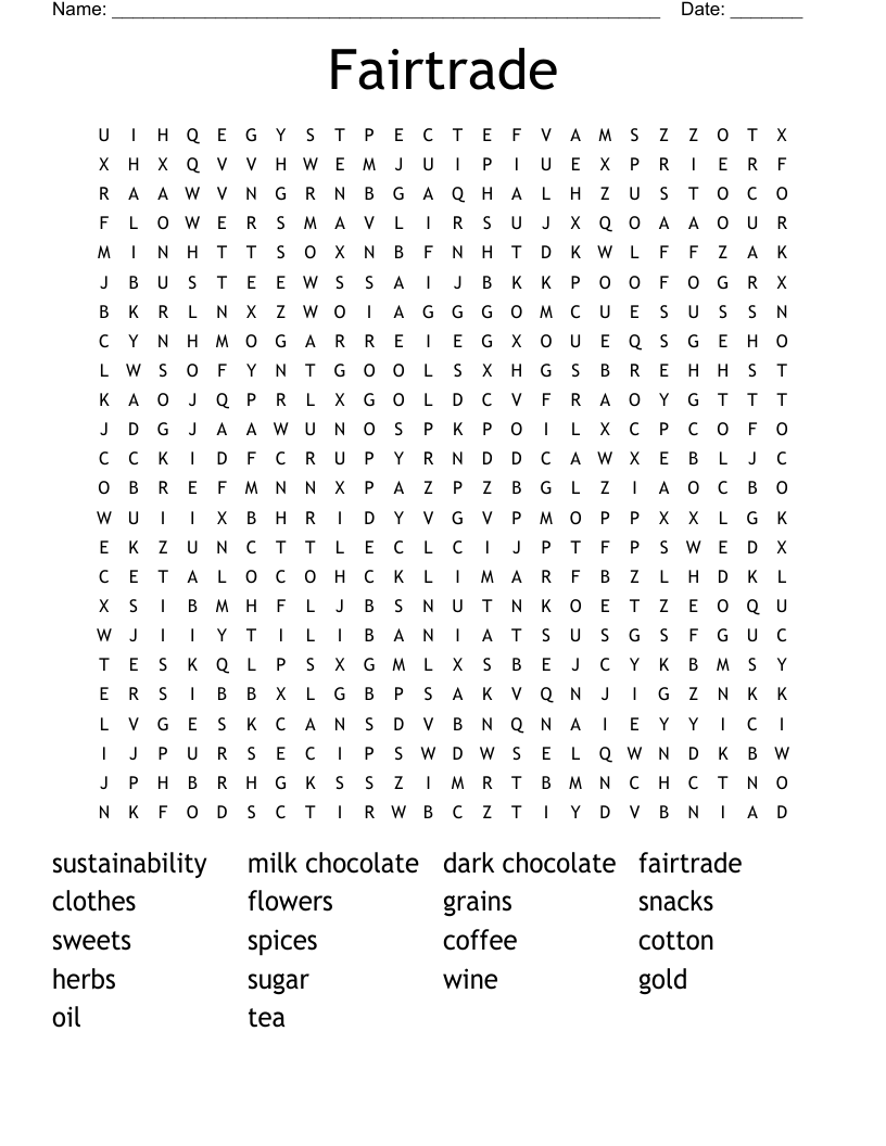 Fairtrade Word Search