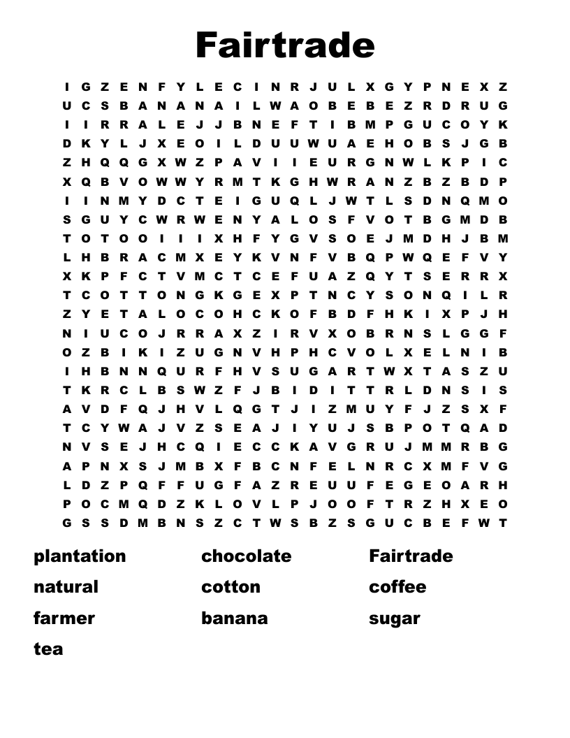 Fairtrade Word Search