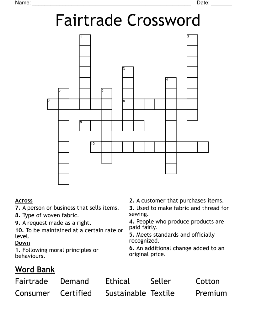 Fairtrade Crossword