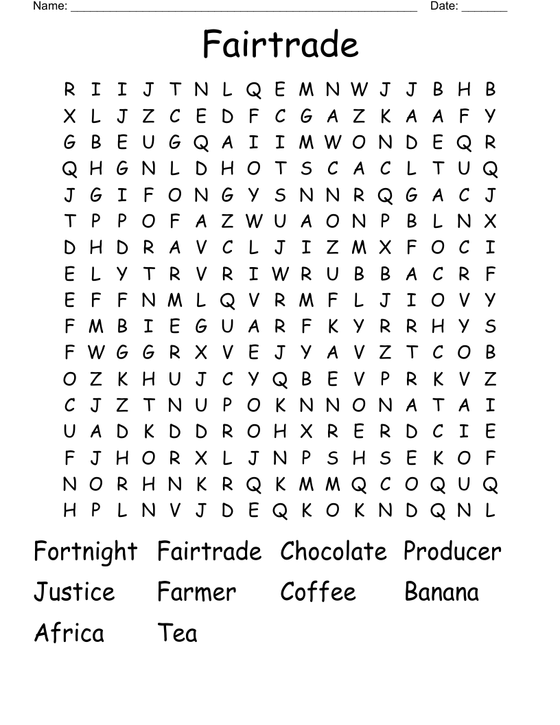 Fairtrade  Word Search