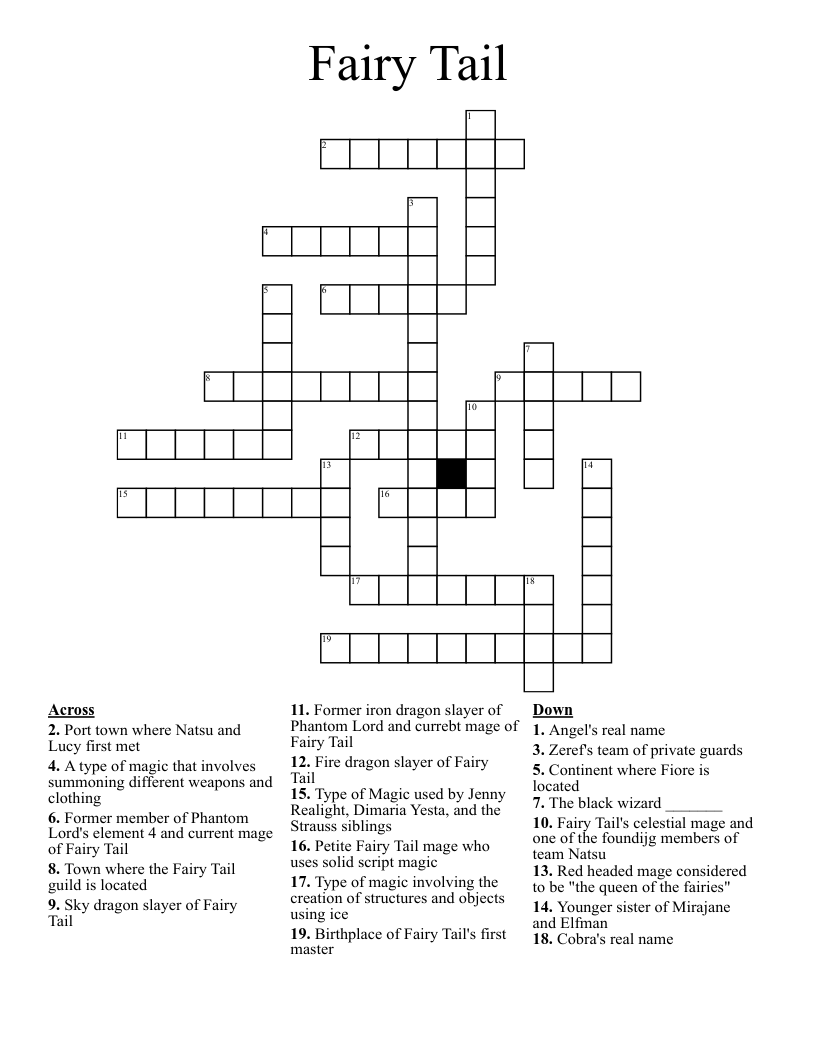Fairy Tail Crossword