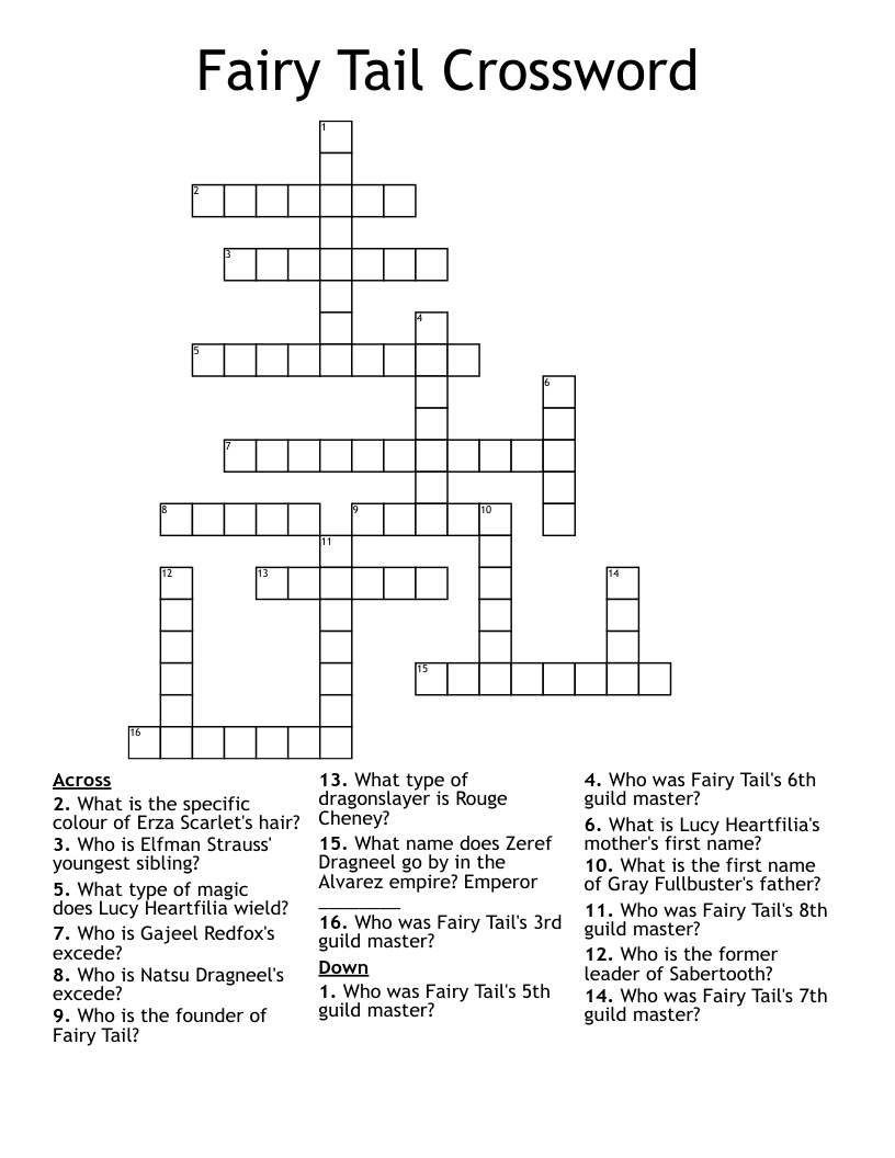 Fairy Tail Crossword