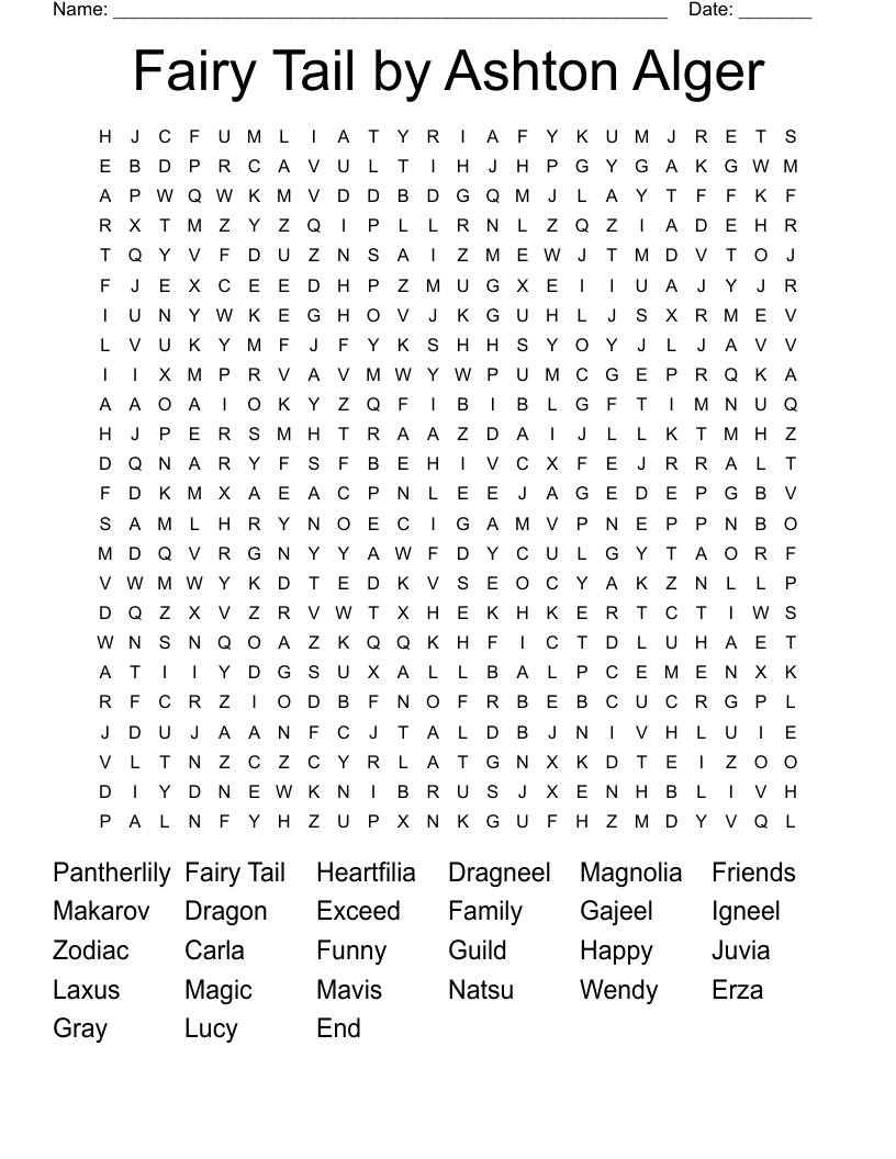 Fairy Tail by Ashton Alger Word Search