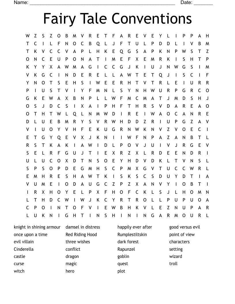 Fairy Tale Conventions Word Search