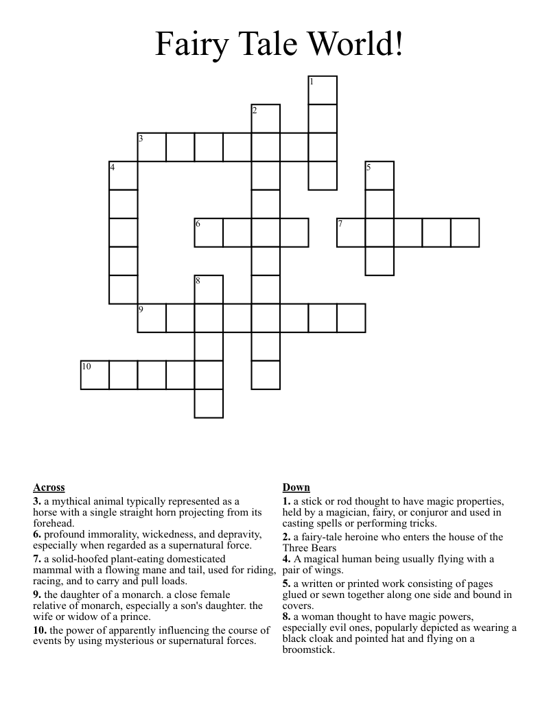 Fairy Tale World! Crossword