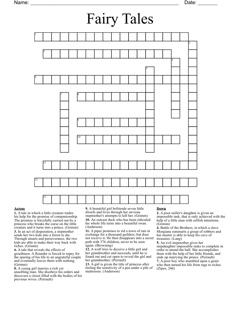 Fairy Tales Crossword