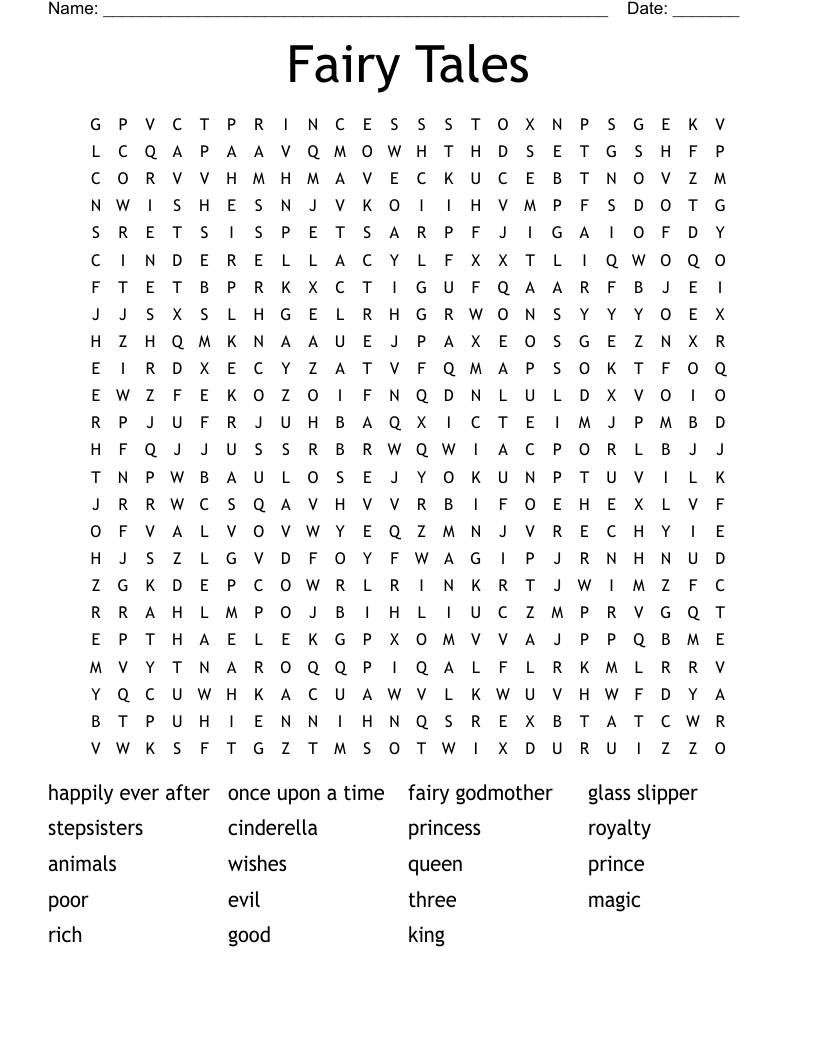 Fairy Tales Word Search