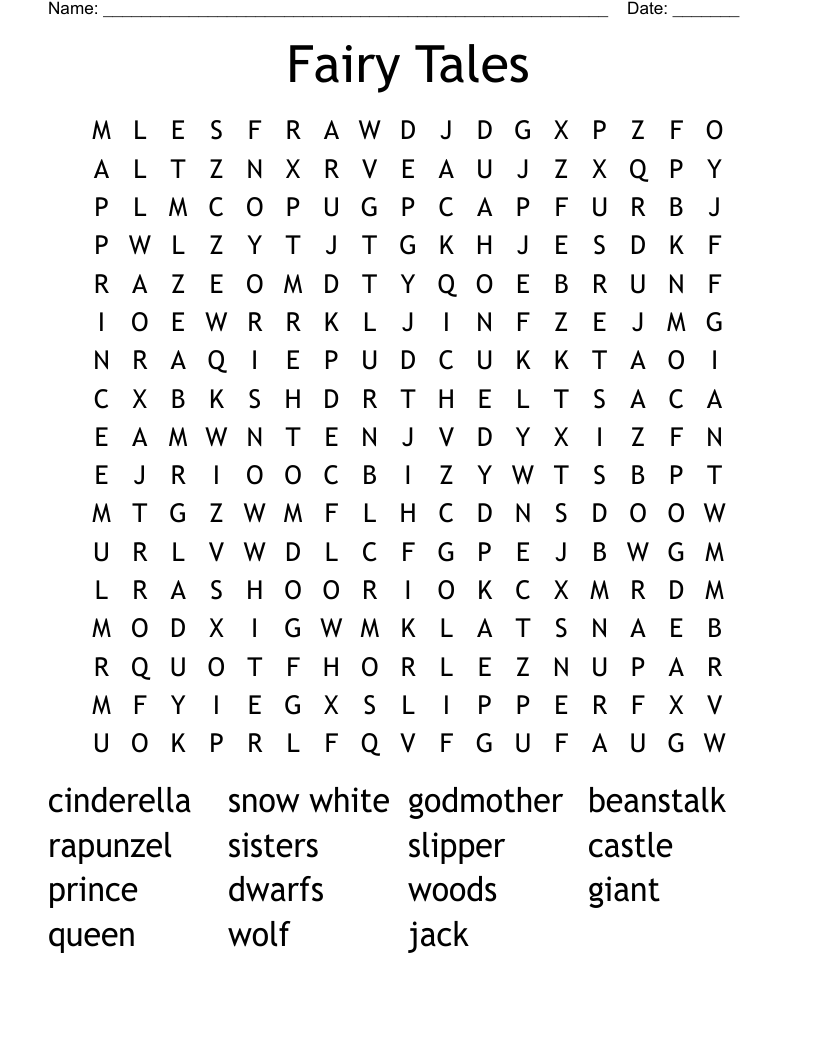 Fairy Tales Word Search