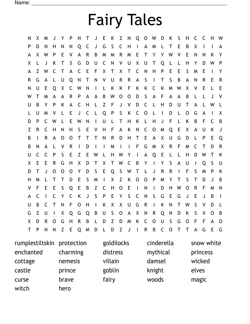 Fairy Tales  Word Search