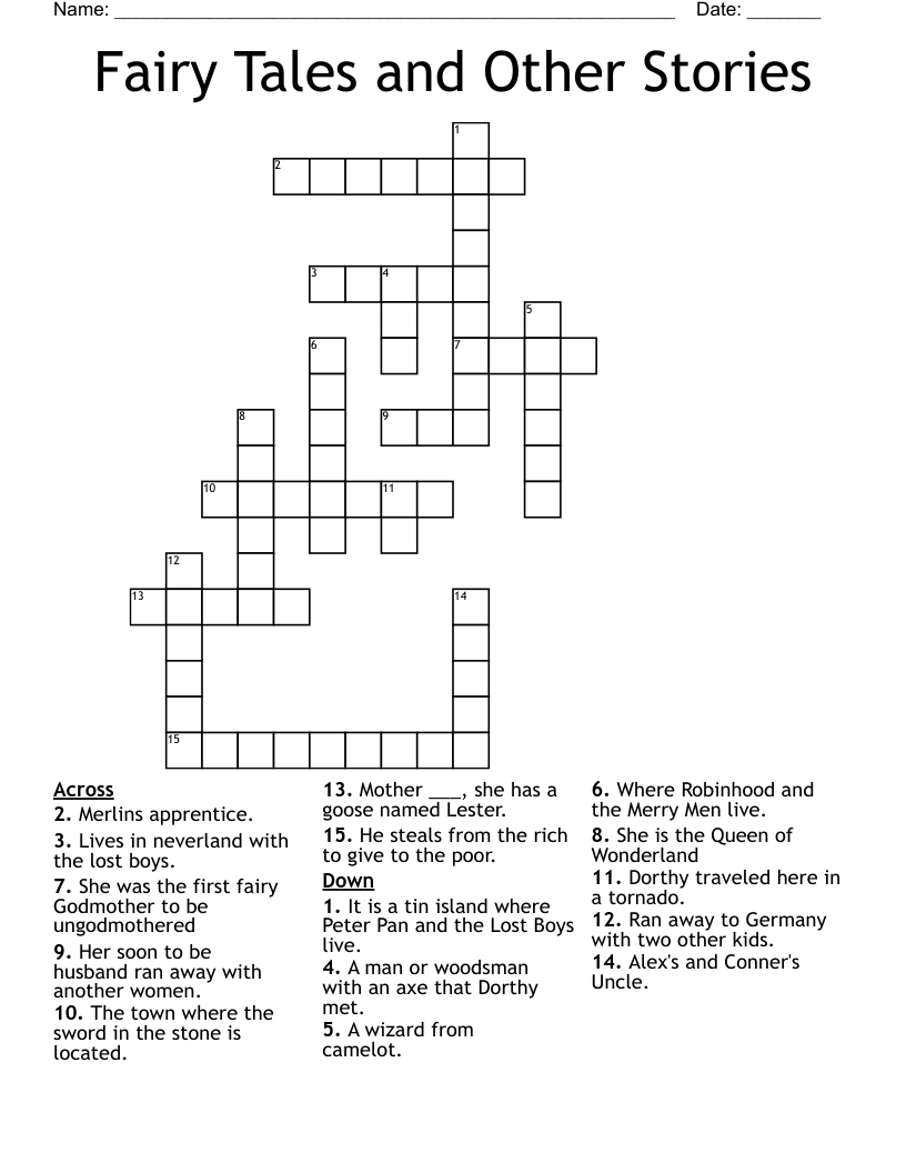 Fairy Tales and Other Stories Crossword