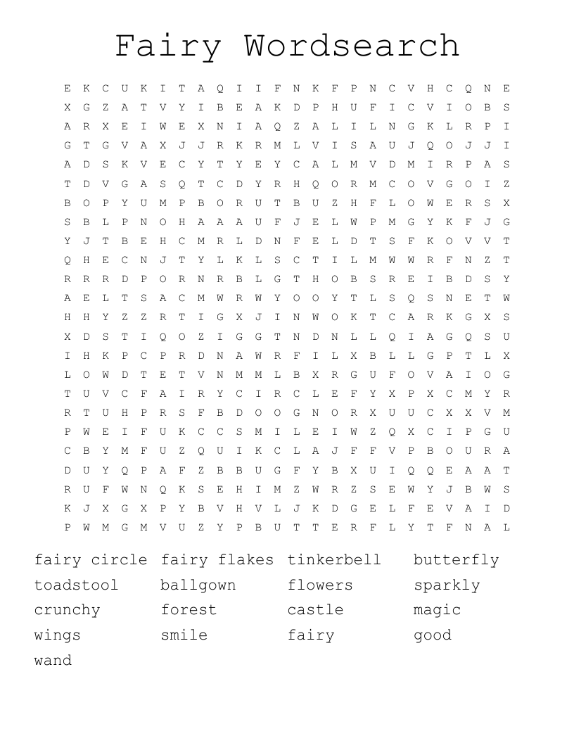 Fairy Wordsearch