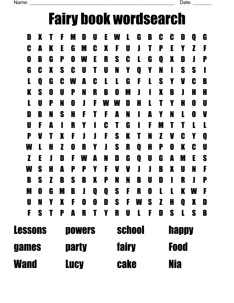 Fairy book wordsearch