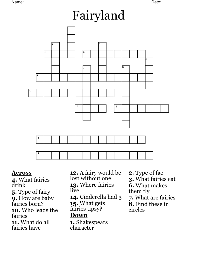 Fairyland Crossword