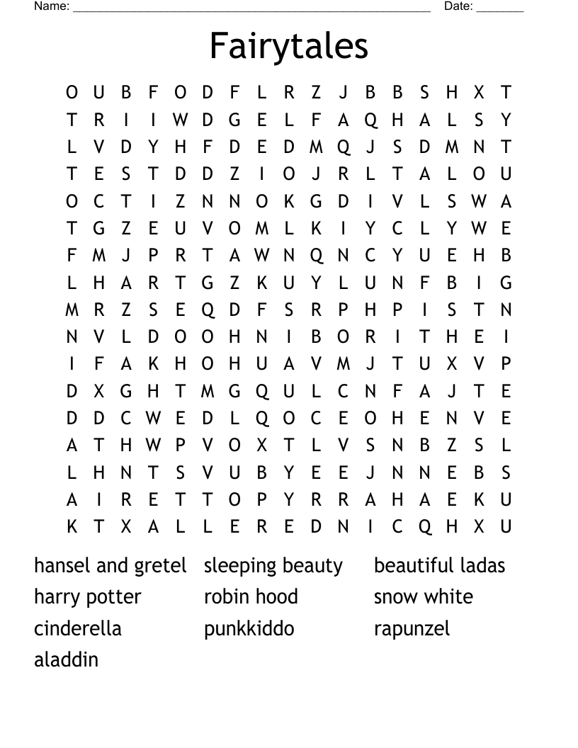 Fairytales Word Search
