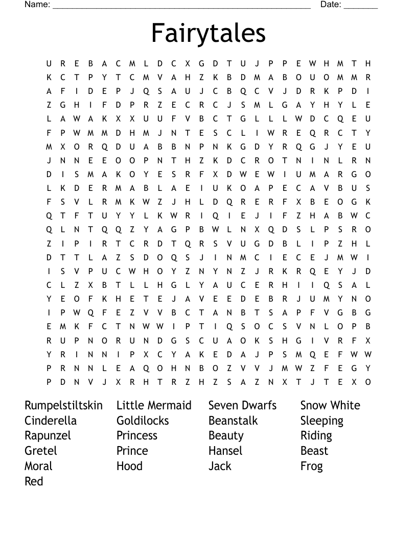 Fairytales Word Search