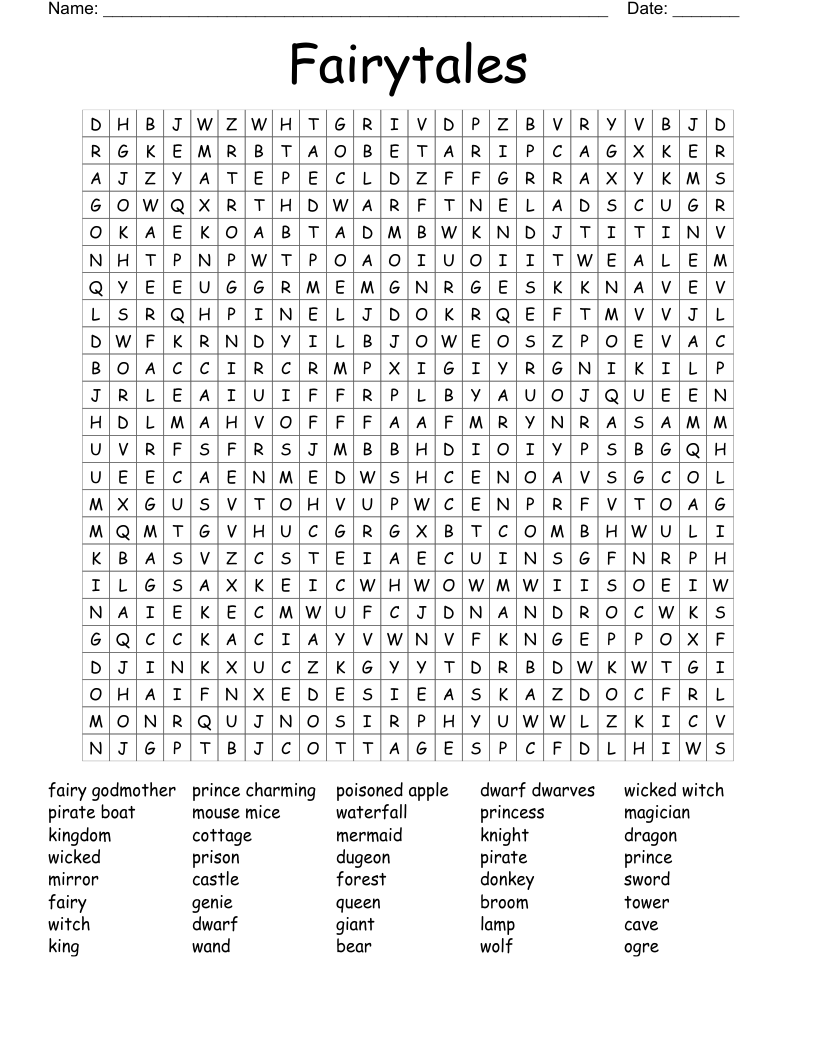 Fairytales Word Search