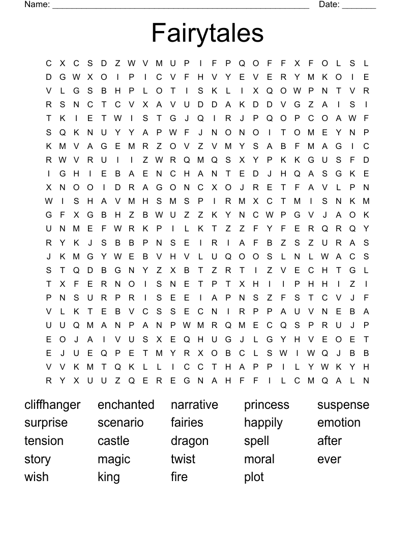 Fairytales Word Search