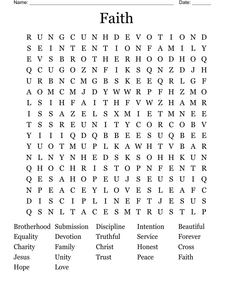 Faith Word Search