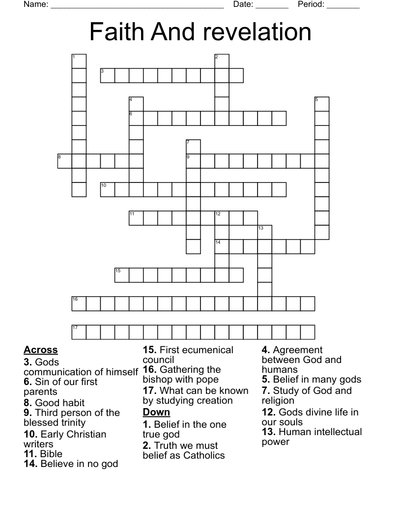 Faith And revelation  Crossword