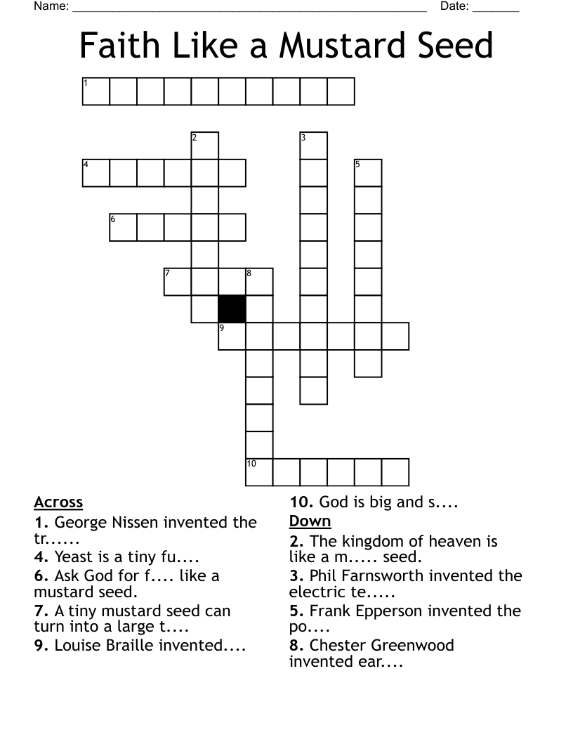 Faith Like a Mustard Seed Crossword