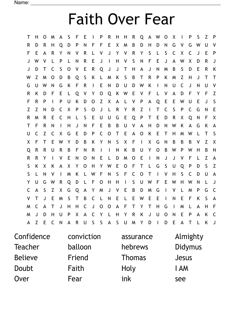 Faith Over Fear Word Search