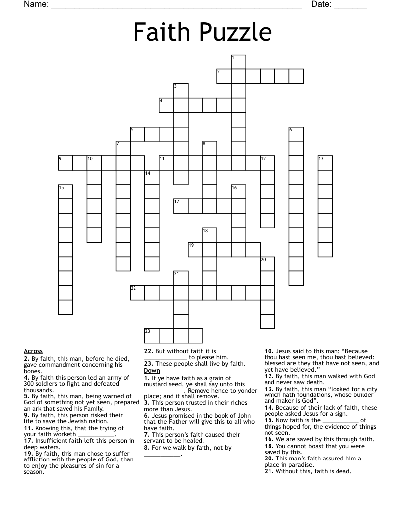 Faith Puzzle Crossword