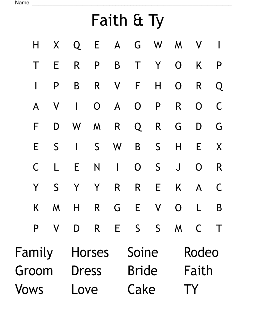 Faith & Ty  Word Search