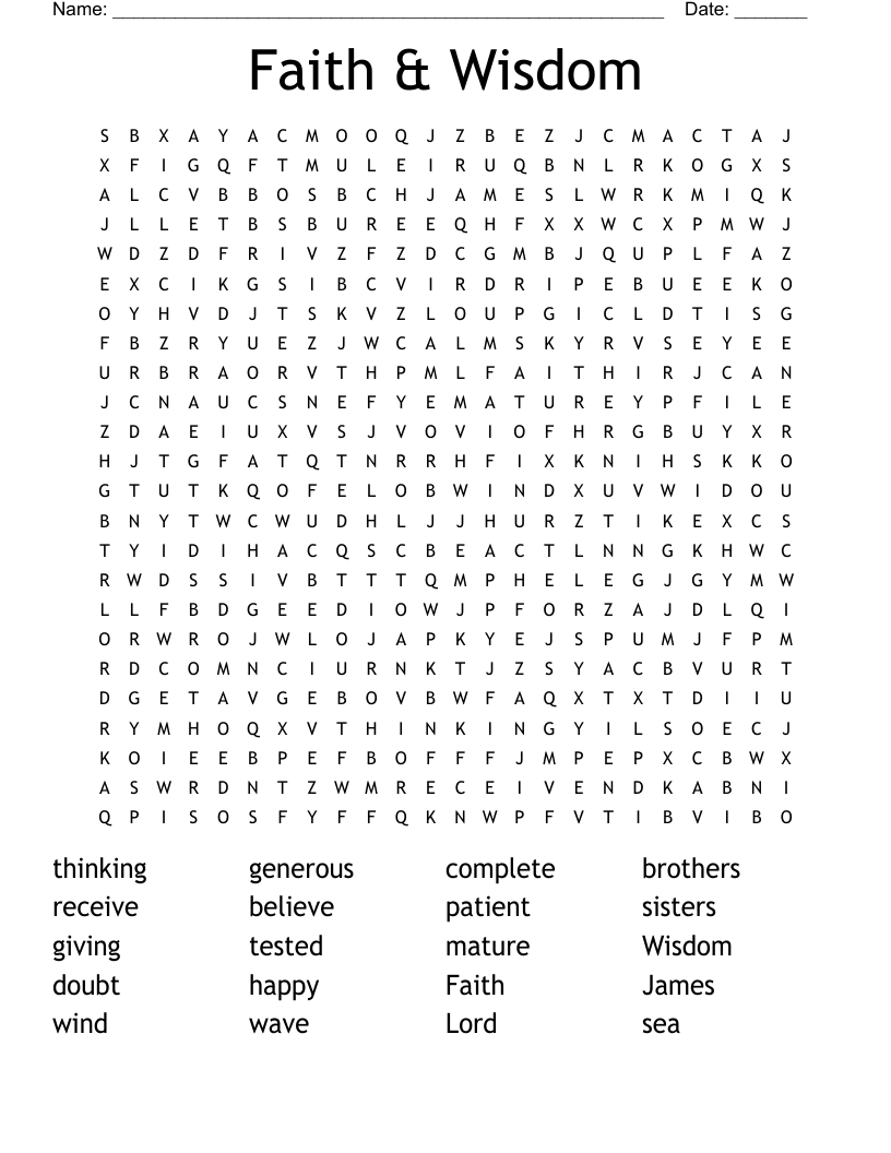 Faith & Wisdom Word Search
