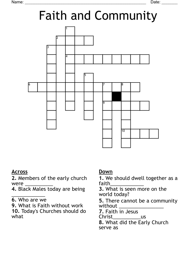 Faith and Community Crossword