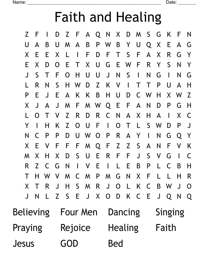 Faith and Healing Word Search