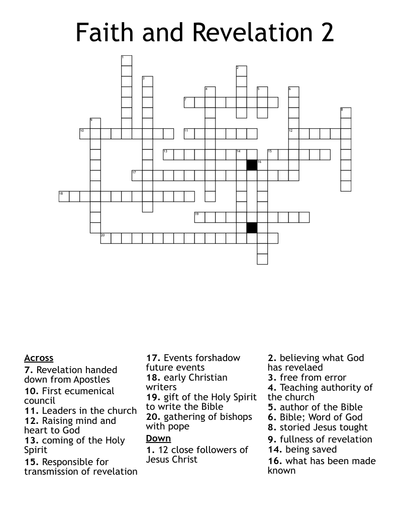 Faith and Revelation 2 Crossword