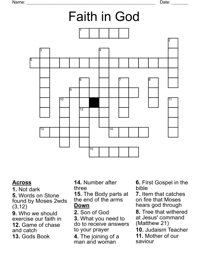 Faith in God Crossword