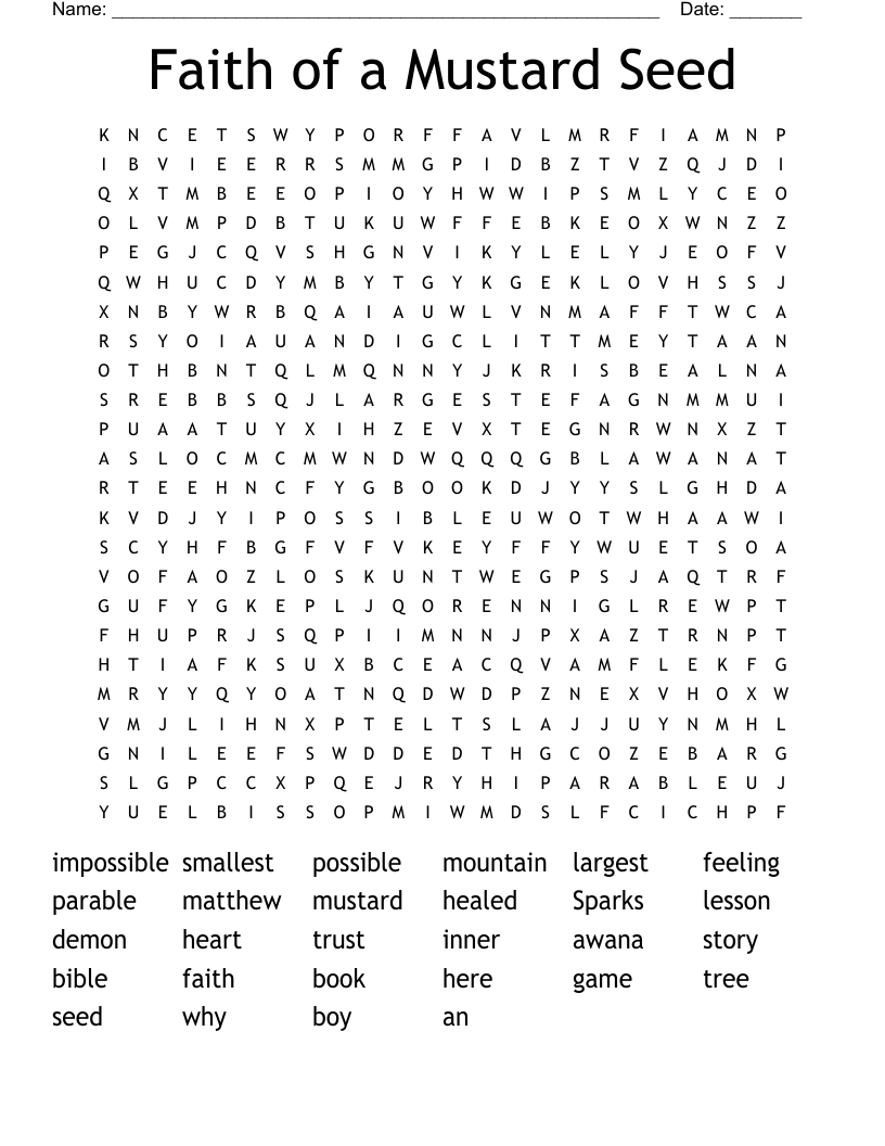 Faith of a Mustard Seed Word Search