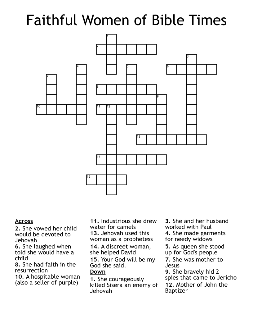 Faithful Women of Bible Times Crossword