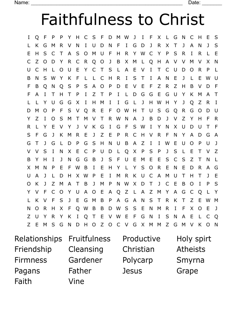 Faithfulness to Christ Word Search