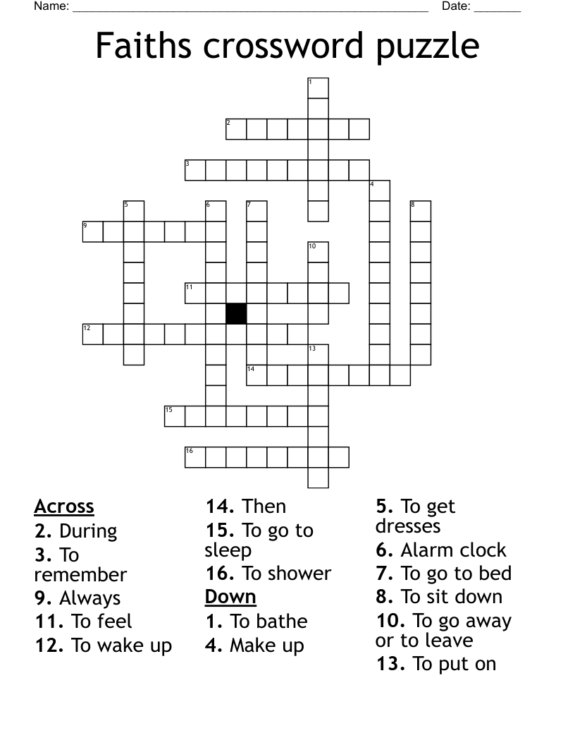 Faiths crossword puzzle