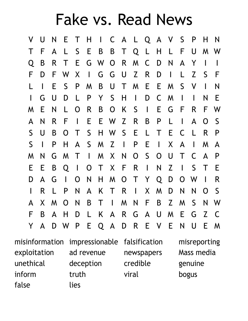 Fake vs. Read News Word Search