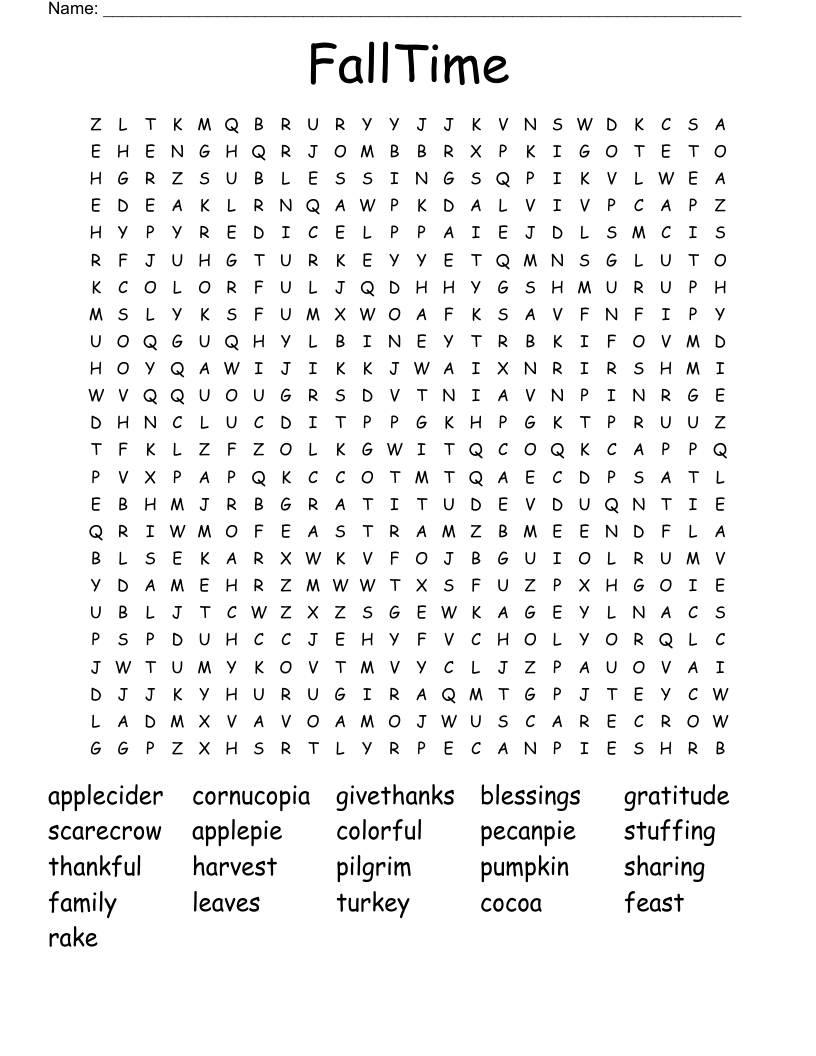 FallTime Word Search