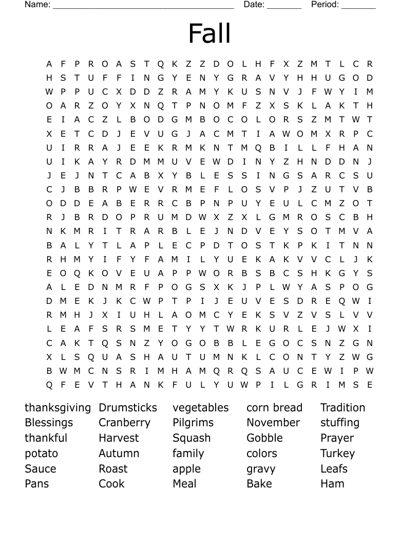 Fall Word Search
